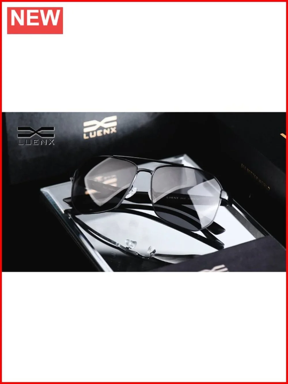 Polarized Square Polygon Aviator Sunglasses UV400 with Gift Box